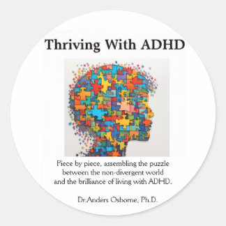 Thriving With ADHD Sticcker Classic Round Sticker