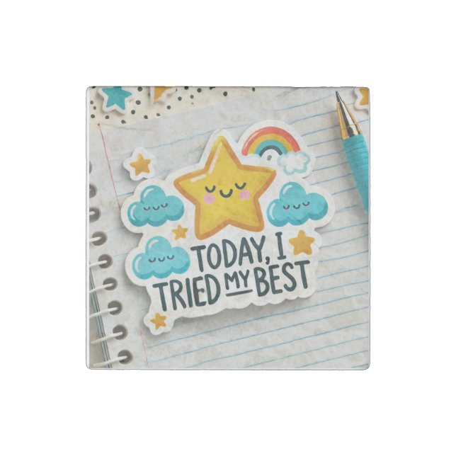  Thriving With ADHD* Today I Tried My Best Stone Magnet (Front)