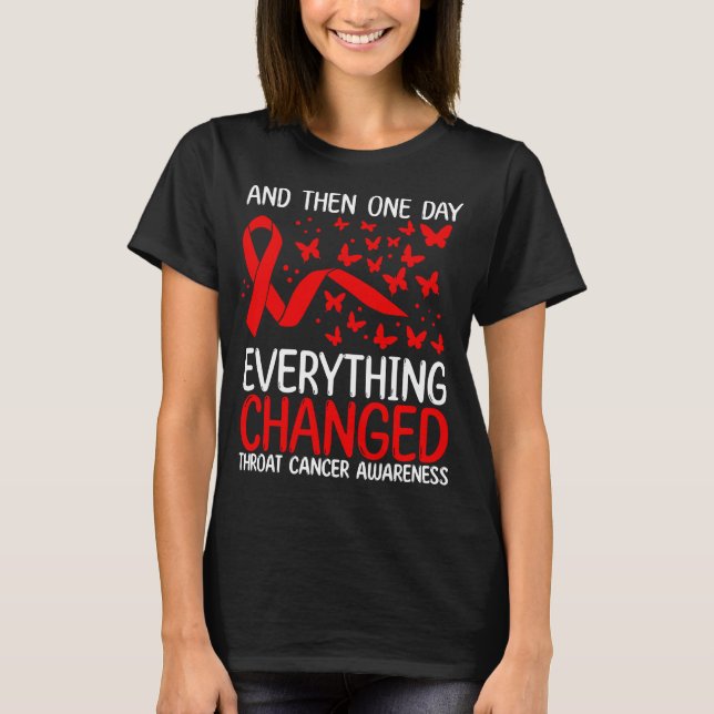 Throat Cancer Awareness Ribbon Cancer Month T-Shirt (Front)