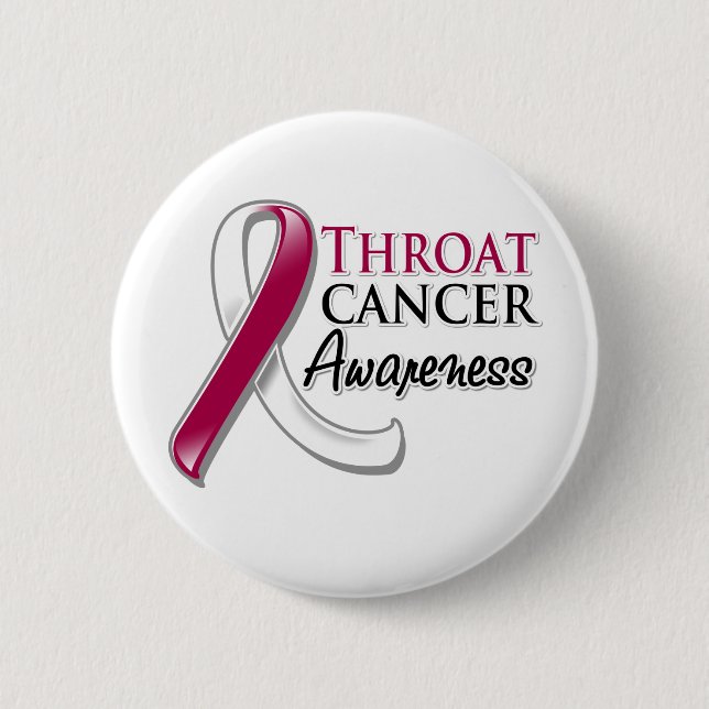 Throat Cancer Awareness Ribbon Pinback Button (Front)