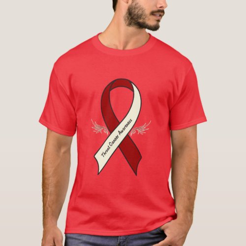 Throat Cancer Awareness Ribbon with Wings T_Shirt