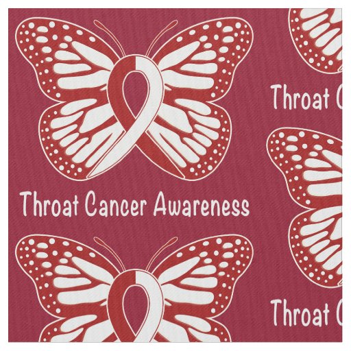 Throat Cancer Awareness with Butterfly Ribbon Fabric