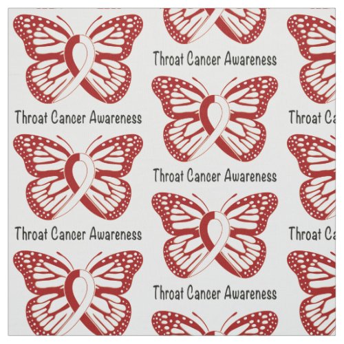 Throat Cancer Awareness with Butterfly Ribbon Fabric