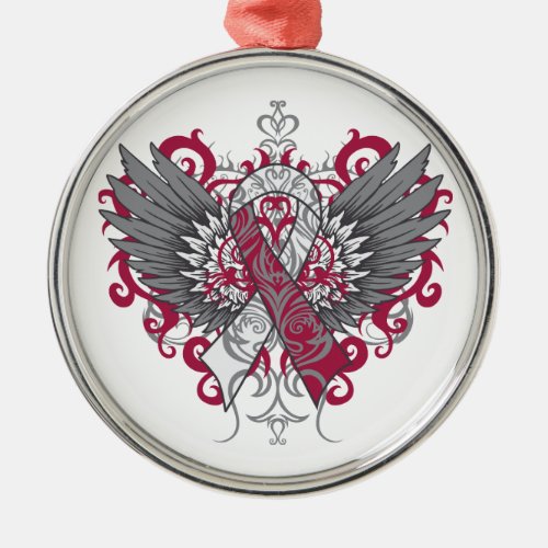 Throat Cancer Cool Wings Metal Ornament
