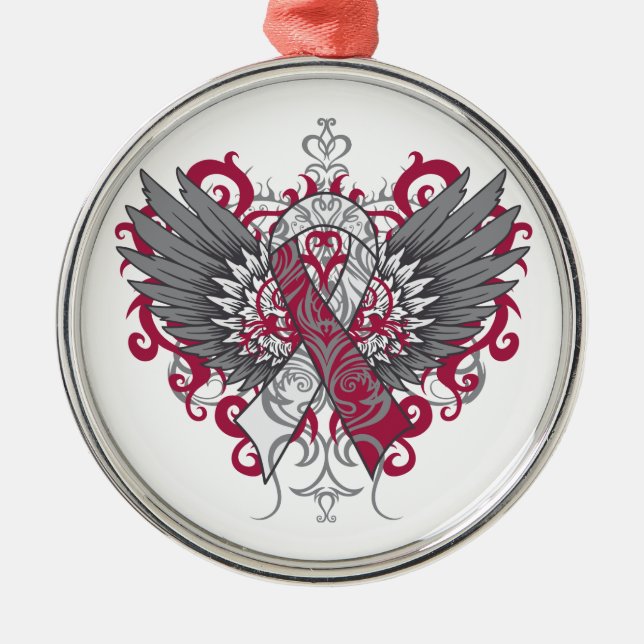 Throat Cancer Cool Wings Metal Ornament (Front)