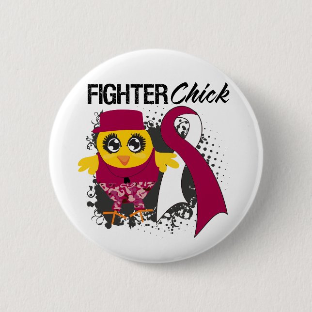 Throat Cancer Fighter Chick Grunge Pinback Button (Front)