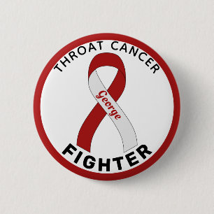 Throat Cancer Fighter Ribbon White Button
