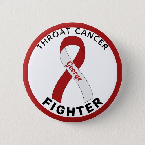 Throat Cancer Fighter Ribbon White Button