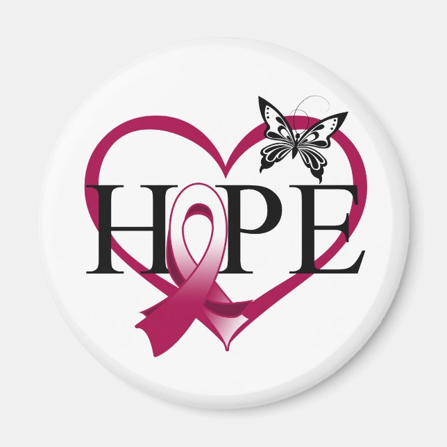 Throat Cancer Hope Butterfly Heart Décor Magnet (Front)