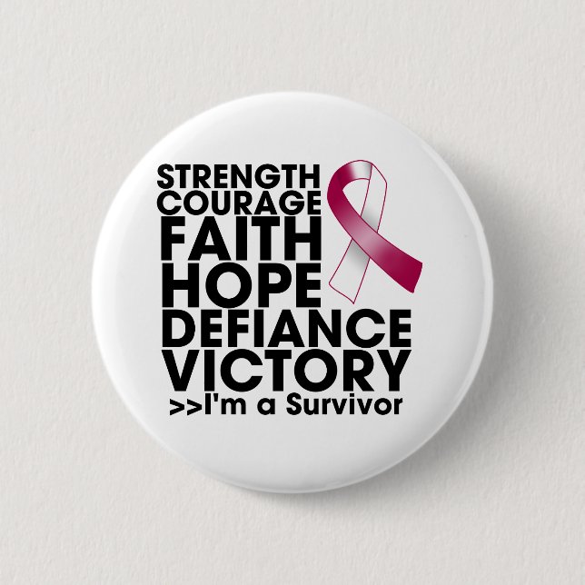 Throat Cancer Hope Strength Victory Pinback Button (Front)