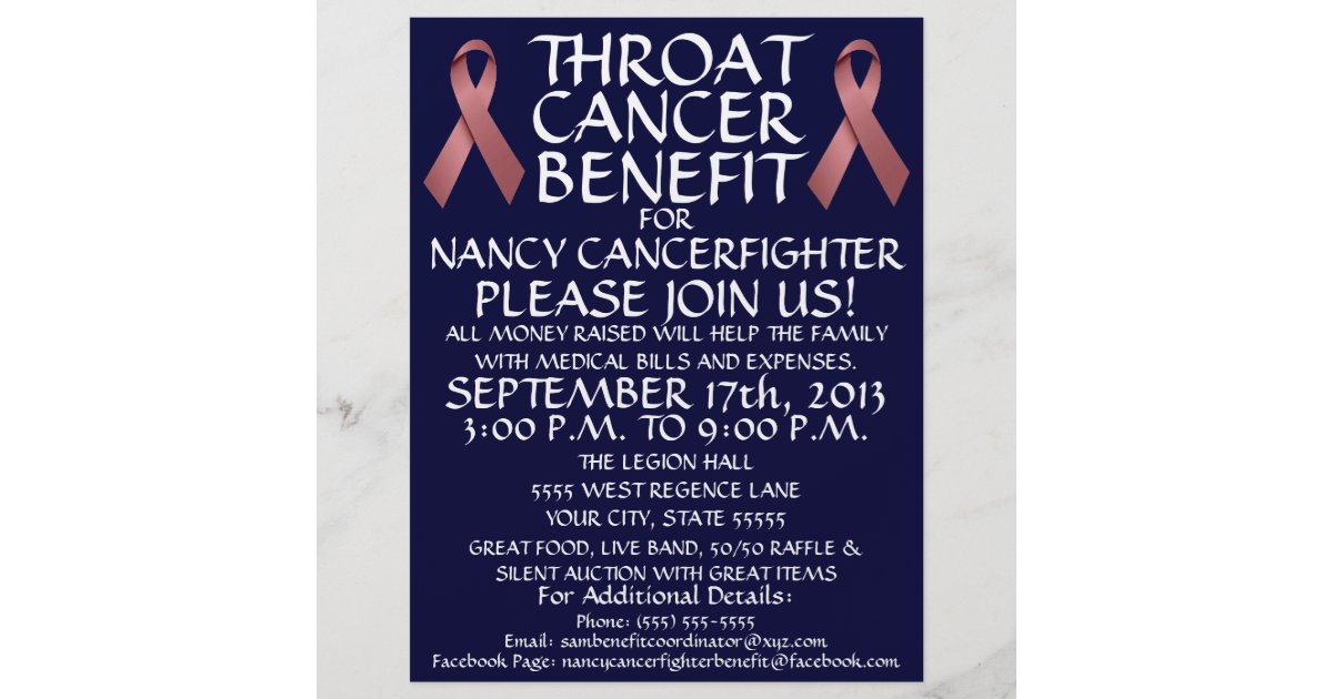 Throat Cancer Ribbon Benefit Flyer Zazzle