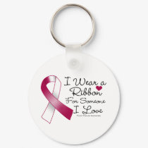 Throat Cancer Ribbon Someone I Love Keychain