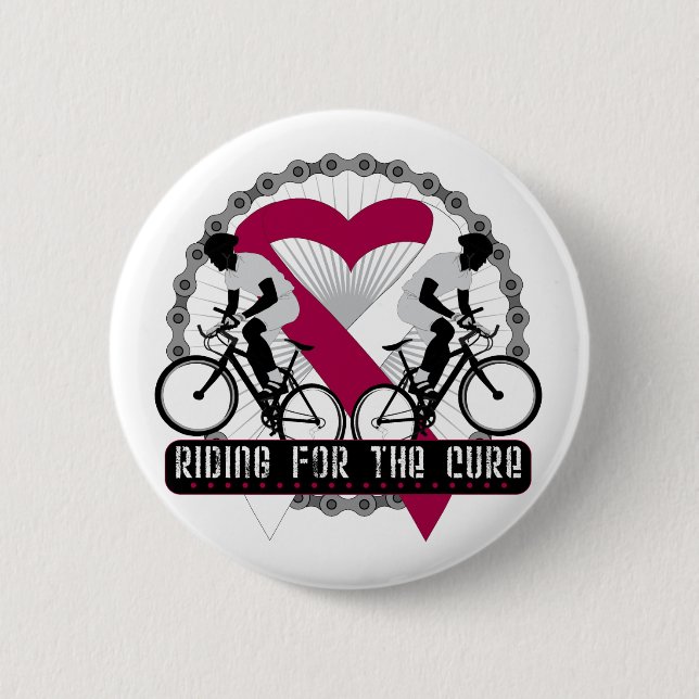 Throat Cancer Riding For The Cure Pinback Button (Front)