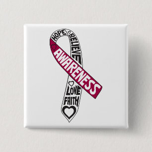 Throat Cancer Slogans Ribbon Pinback Button