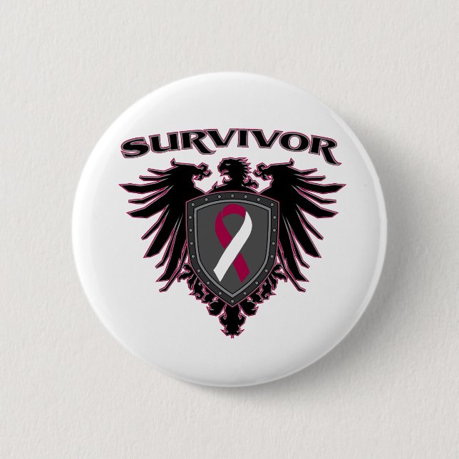 Throat Cancer Survivor Crest Button (Front)