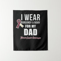 Throat Cancer Tshirt Burgundy Ivory for my Dad Tapestry