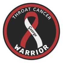 Throat Cancer Warrior Ribbon Black Round Sticker