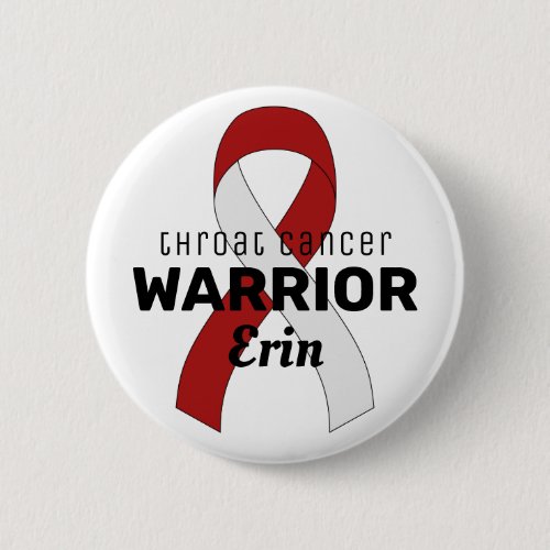 Throat Cancer Warrior Ribbon White Button