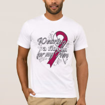 Throat Cancer Wearing a Ribbon for My Hero T-Shirt