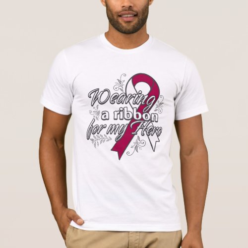 Throat Cancer Wearing a Ribbon for My Hero T_Shirt