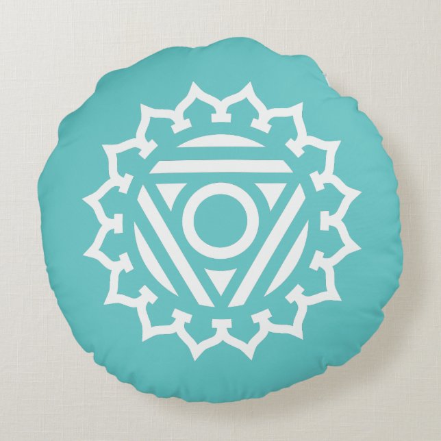 Throat Chakra Energy Round Pillow (Back)