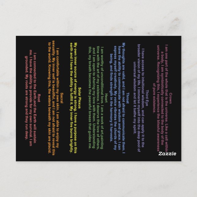Throat Chakra Postcard (Back)
