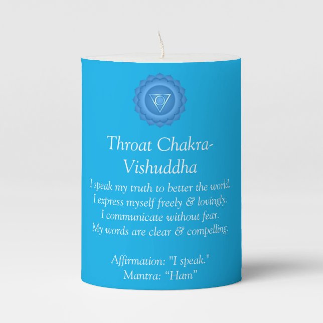 Throat Chakra - Vishuddha Affirmation Pillar Candl Pillar Candle (Front)