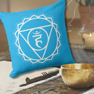 Throat Chakra   Vishuddha   Blue Meditation Throw Pillow