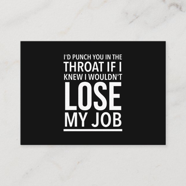 Throat punch funny employee quotes white business card (Front)