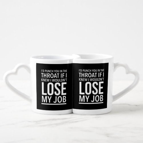 Throat punch funny employee quotes white coffee mug set