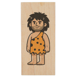 Throk Cave man Wood Flash Drive