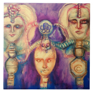 THRONE OF SILICONE Watercolor Ceramic Tile