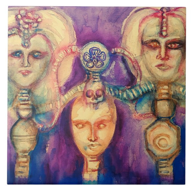 THRONE OF SILICONE Watercolor Ceramic Tile (Front)