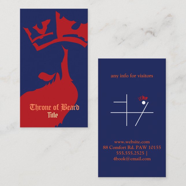 Throne Red on DeepBlue Business Card (Front/Back)