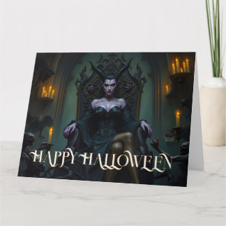 Throned Demon Queen in Candlelight Card