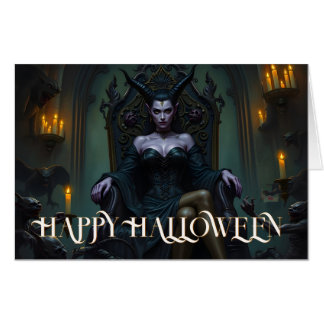 Throned Demon Queen in Candlelight Card