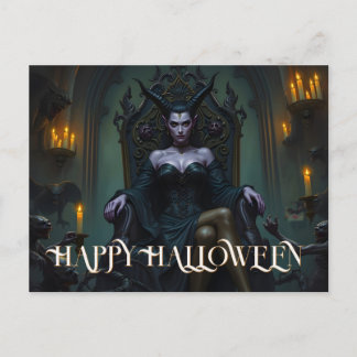 Throned Demon Queen in Candlelight Holiday Postcard