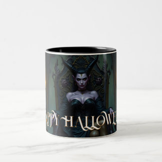 Throned Demon Queen in Candlelight Two-Tone Coffee Mug