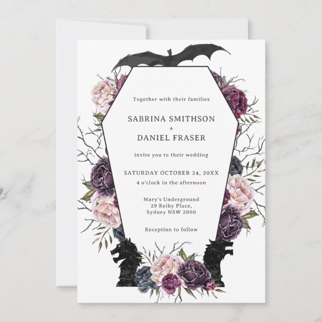 Thrones Dragon Medieval Gothic Wedding Invitation (Front)