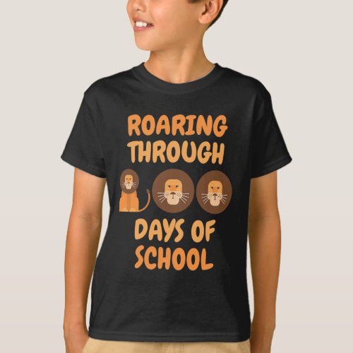 Through 100 Days Of School Lions Teacher Kids Boys T_Shirt