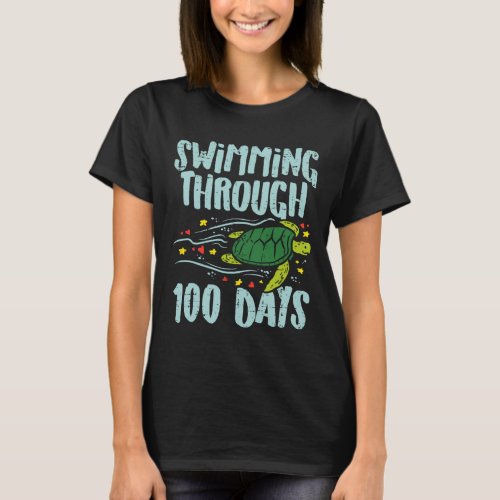 Through 100 Days Turtle 100th Day School Kids Gift T_Shirt