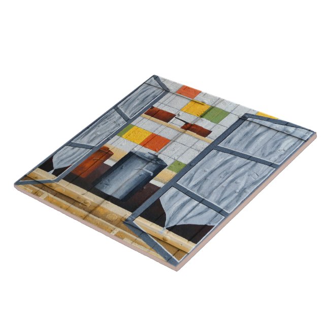 Through a French window. Ceramic Tile (Side)