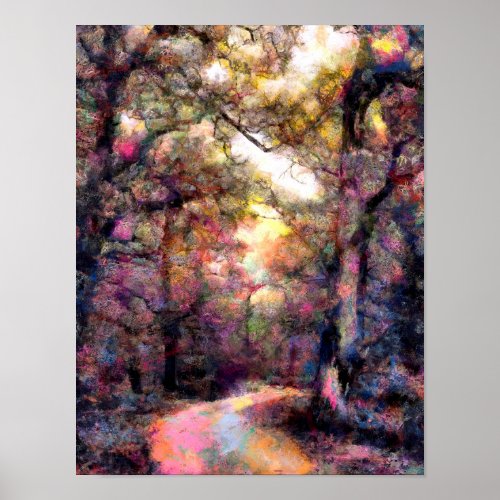 Through a wonderland forest  Abstract Landscape Poster