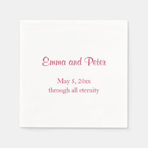 "Through All Eternity" Magenta Text Names and Date Napkins