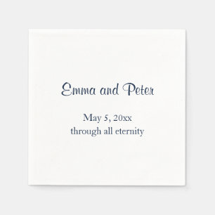"Through All Eternity" Navy Text Names and Date Napkins