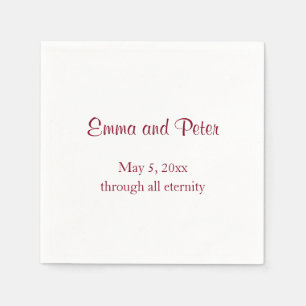 "Through All Eternity" Red Text Names and Date Napkins
