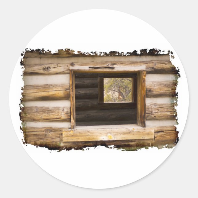 Through and Through Cabin Window Classic Round Sticker (Front)