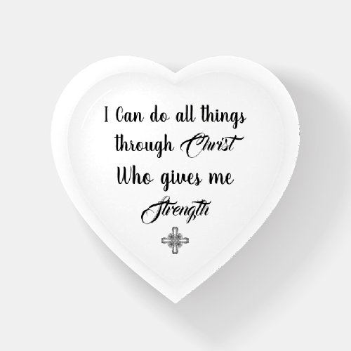 Through Christ Heart Shape Paper Weight