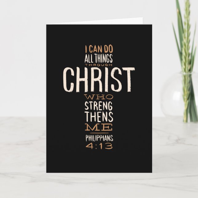 Through Christ Jesus Bible Quote Motivational Card (Front)