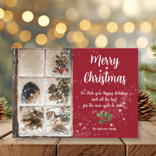 Through Frosted Windows and snow photo Card